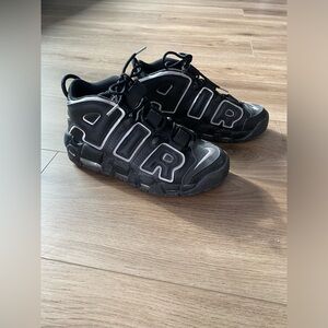 *LIKE NEW* NIKE Size 8 Nike Air More Uptempo- Women's black reflective sneakers